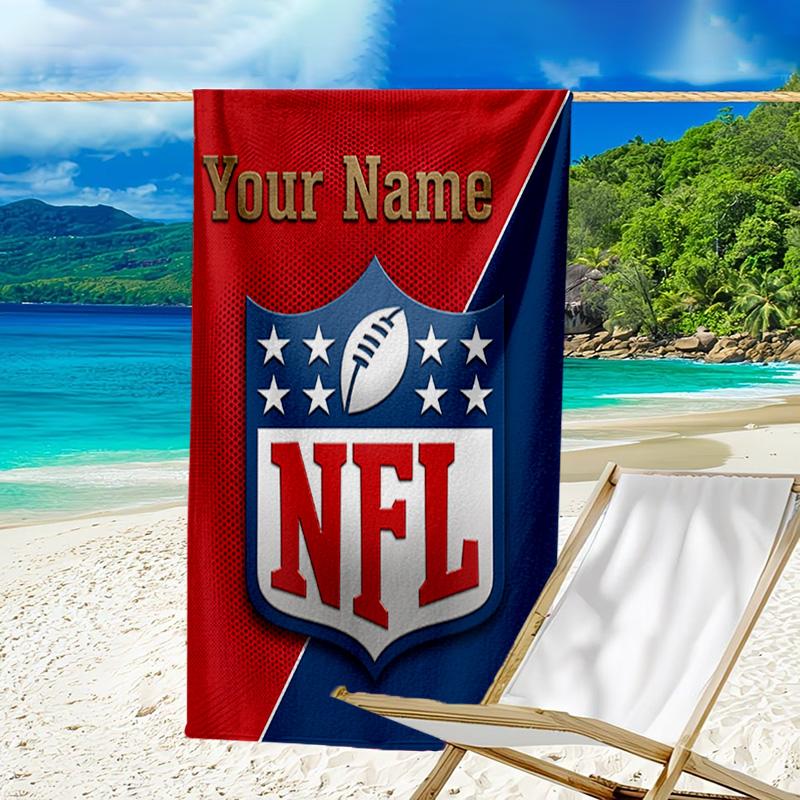 Custom Name Beach Towel NFL Team Collection Beach Towel, Soft Microfiber, Gift for Her/Him, Birthday, for Pool, Beach, Travel, Fan gifts