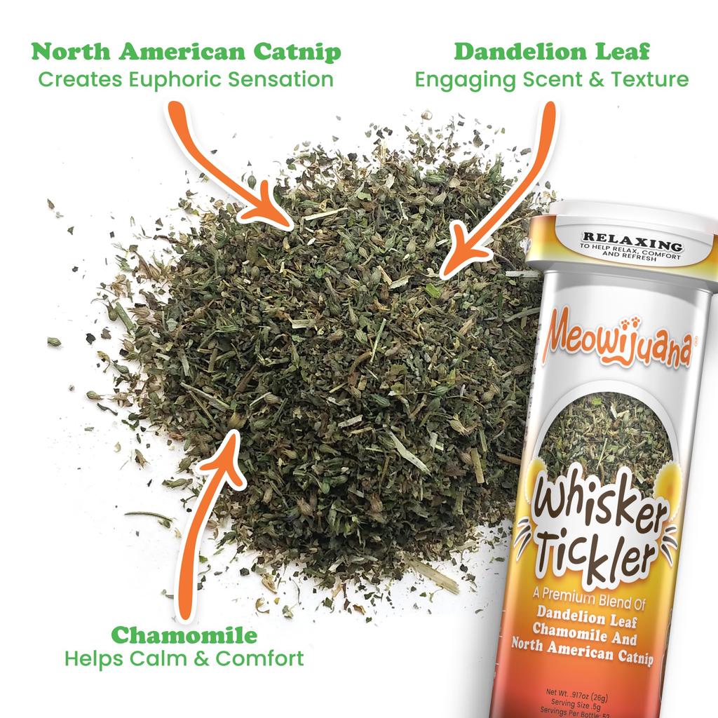 Meowijuana Catnip and Cat Toy Silly Blue Cat Whisker Tickling Catnip Regenerate and Improve Cat Health Combo, Toy, Blend,