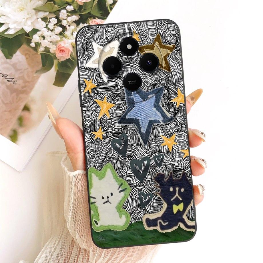 Luxury Fashion Painting Phone Case For Xiaomi Redmi 14C 4G Back Cover Liquid Silicone Soft Bumper For Redmi A4 14R 5G Poco C75
