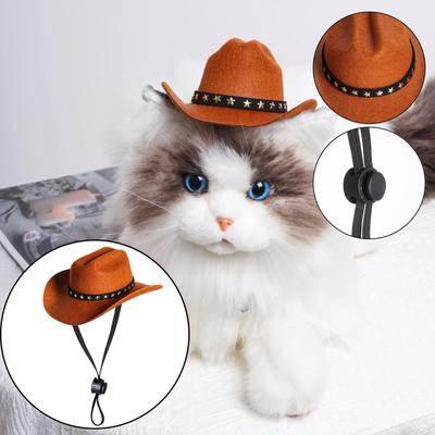 Коричневый костюм ковбоя для питомца, кепка для косплея, костюмы на Хэллоуин для собак, кошек, домашних животных, украшение для вечеринки, ковбойская шляпа