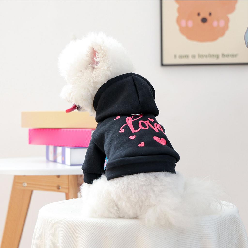 Милая и модная одежда для питомцев, теплая и удобная толстовка с вышивкой в форме сердца