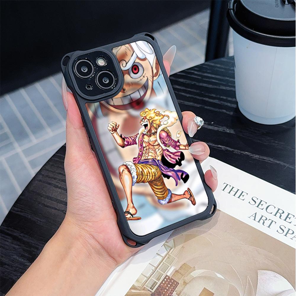 Мягкие чехлы для телефонов Ae92 One Piece Luffy Gear 5 для iPhone 16 15 14 13 12 11 Pro Max 7 8 Plus XR XS с ремешком на запястье, защитным шнурком для углов, задняя крышка
