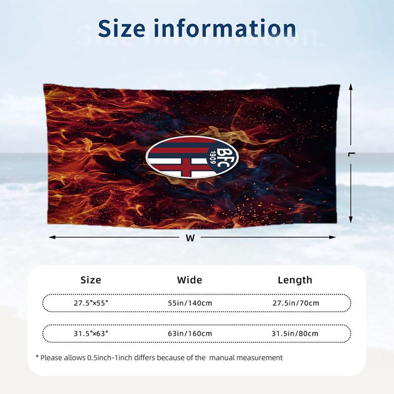 Bologna FC print Quick Dry Beach Towel Microfiber Absorbent Portable Travel Swimming Towel