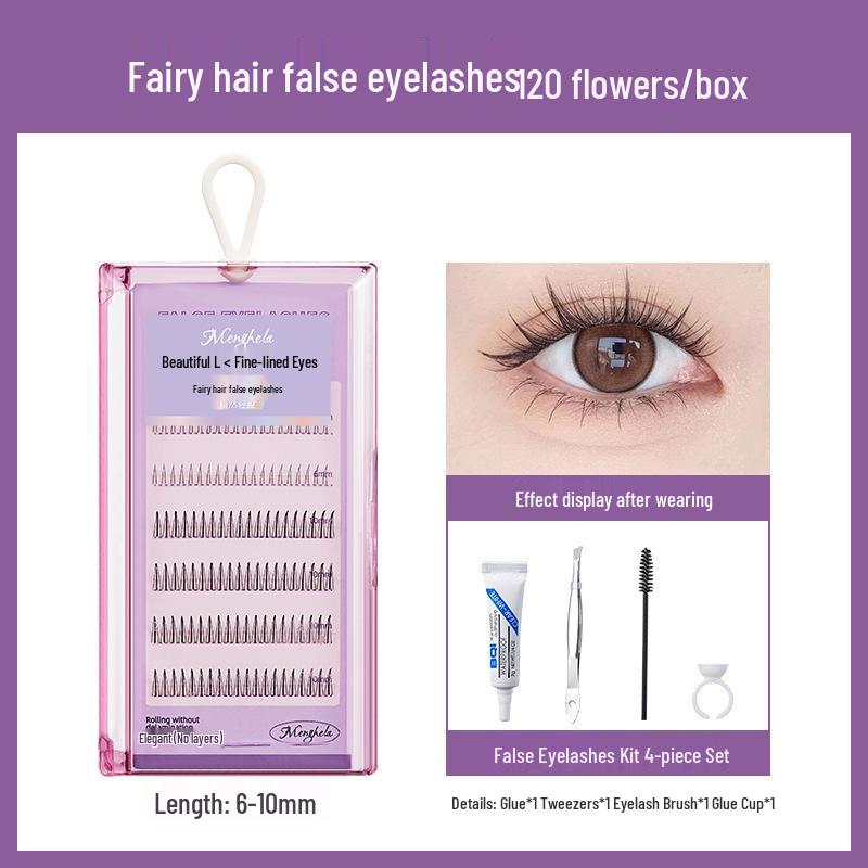 Накладные ресницы Menghela Big Eye Natural Curled - Тонкая ножка, отдельные пучки для удлинения