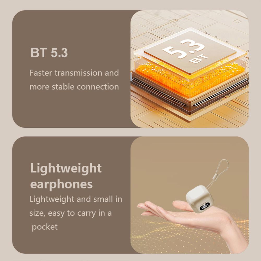 Маленькие портативные невидимые наушники с шнурком Беспроводные наушники BT с индикатором мощности и шумом