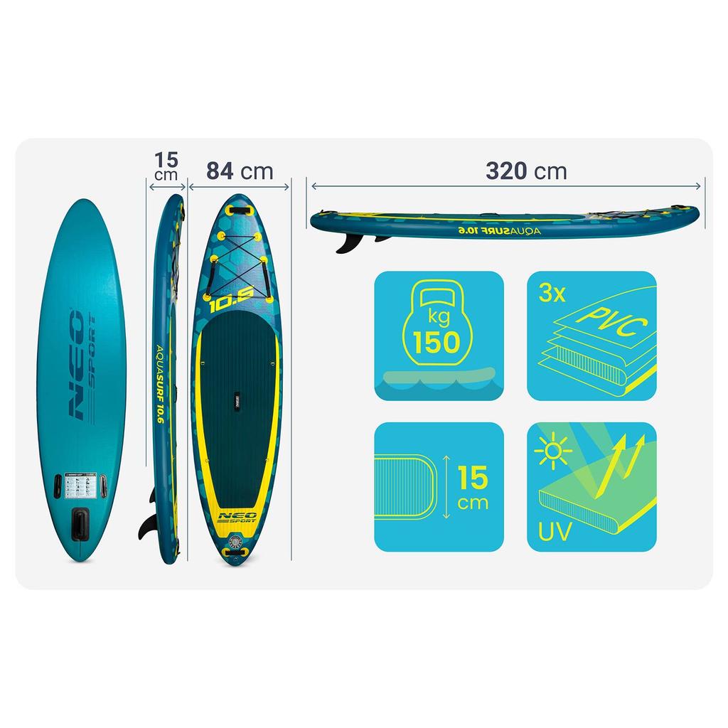 Доска Sup Aquasurf 320 X 84 X 15 см Neo-Sport 170213