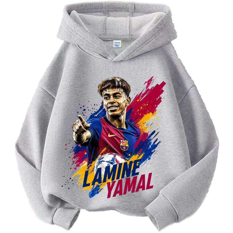Casual Long Sleeve Sport Pullover Kids Hoodie Boys Girls Football Star Cartoon Graphic Hooded Sweatshirt