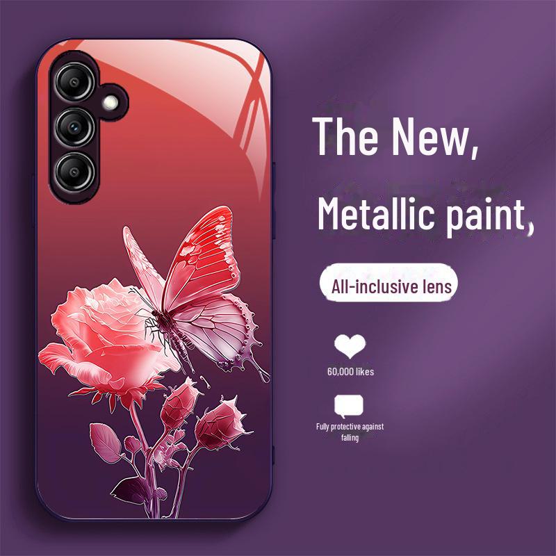 Чехол Galaxy A-Series All-Inclusive Gradient Butterfly Flower Rose для A21S, A23, A31, A52S, A70, A72