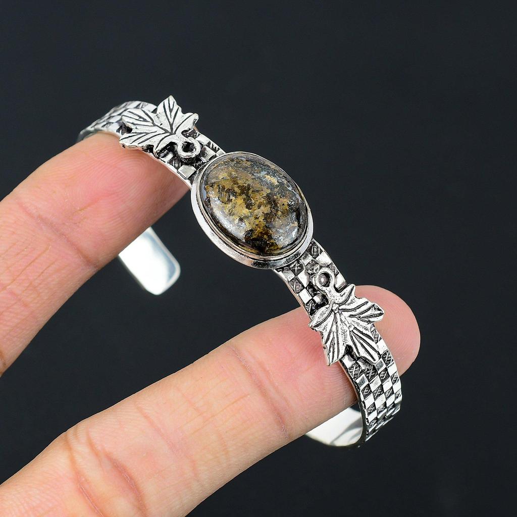 Sisters Day Deal Natural Bronzite Sterling Silver Anniversary Bangle Bracelet