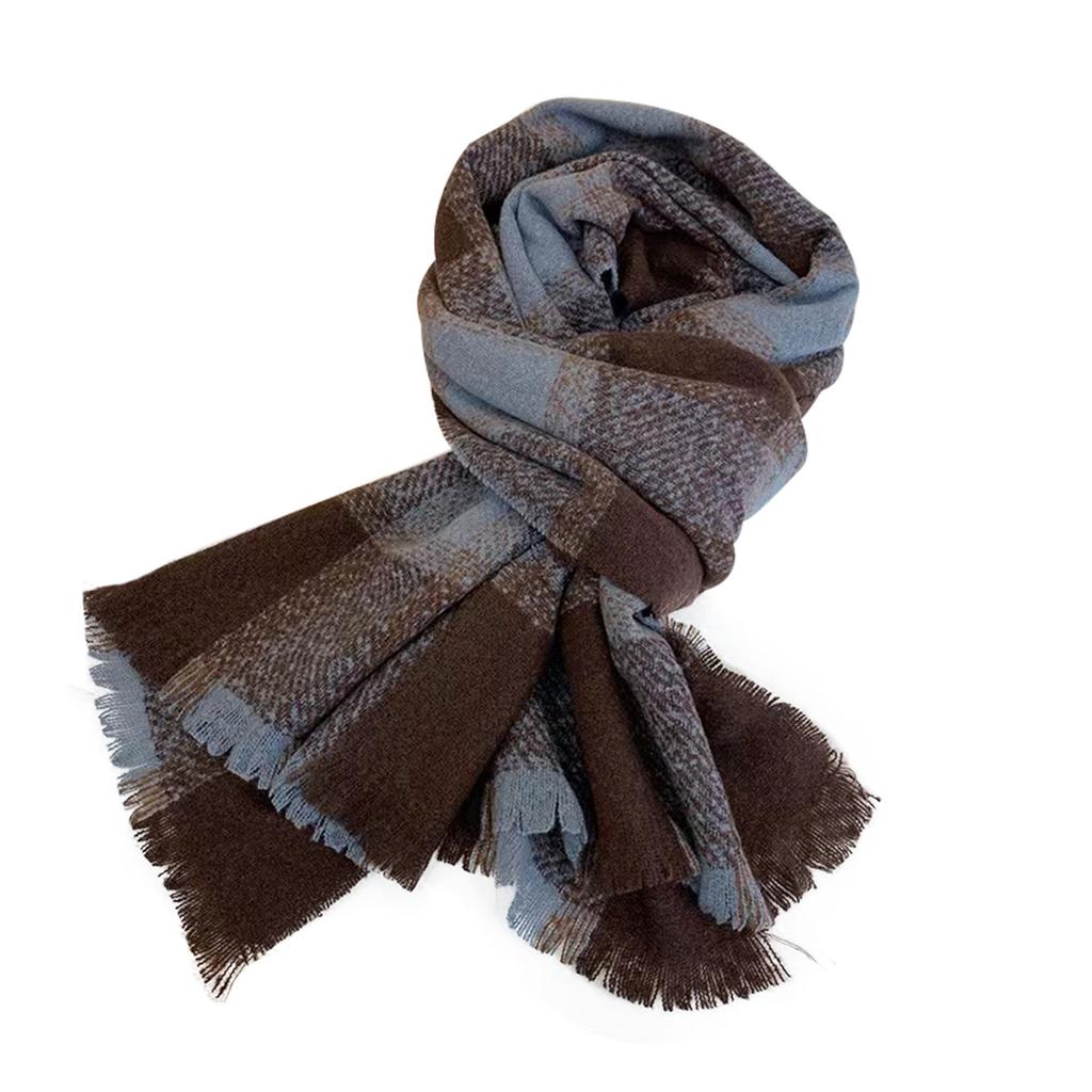 New Imitation Cashmere Retro Plaid Scarf Autumn and Winter Women's Casual Versatile Warm Soft Waxy Thickened Shawl Scarf
