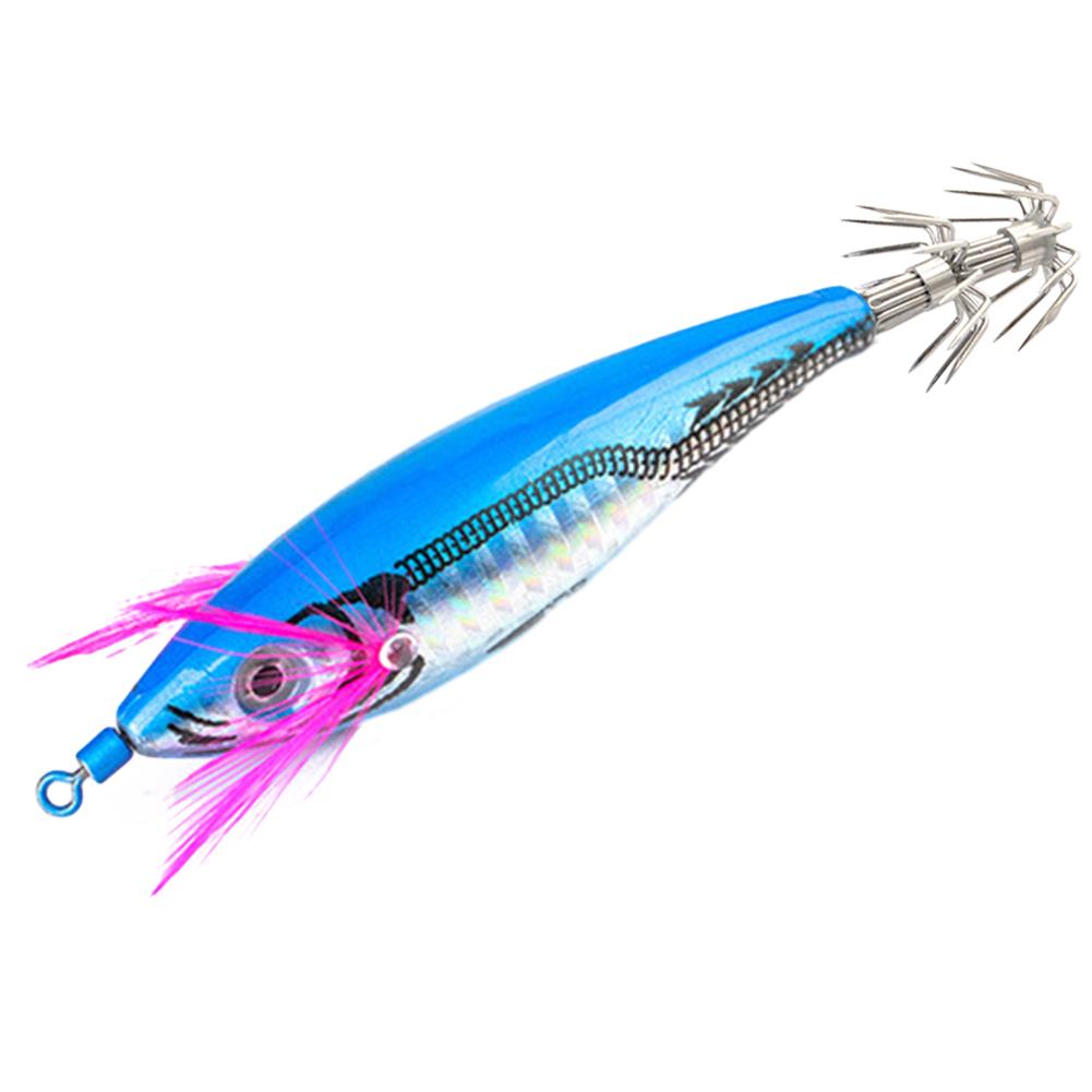 Wood Shrimp Squid Lure ABS Simulation Shrimp Cuttlefish Bait 7cm 3D Eyes with Hooks for Outdoor Fishing Gear