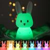 Cute LED Night Light Silicone Rabbit Touch Sensor Lamp Animal Light Bedroom Decor Gift for Kid Baby Child Table Lamp Home