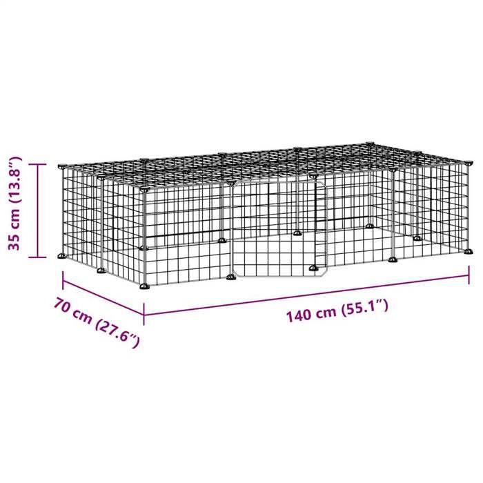 3114055 vidaXL Pet Cage with 20 Panels and Door Black 35x35 Cm