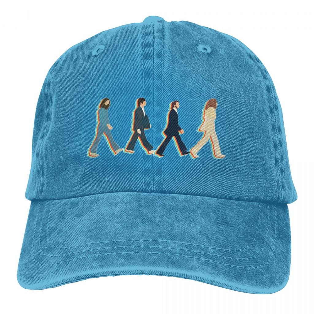 Retro The Beatle Walking Road Baseball Cap Unisex Style Distressed Denim Snapback Cap Outdoor Summer Unstructured Soft Hats Cap