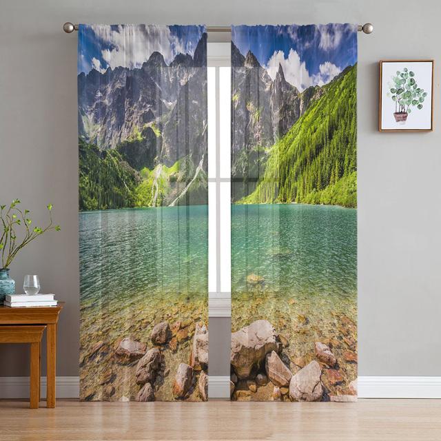 Горный сосновый лес Солнце Тюлевые Шторы для Спальни Современная Вуаль Шторы Украшение Дома Оконные Шторы