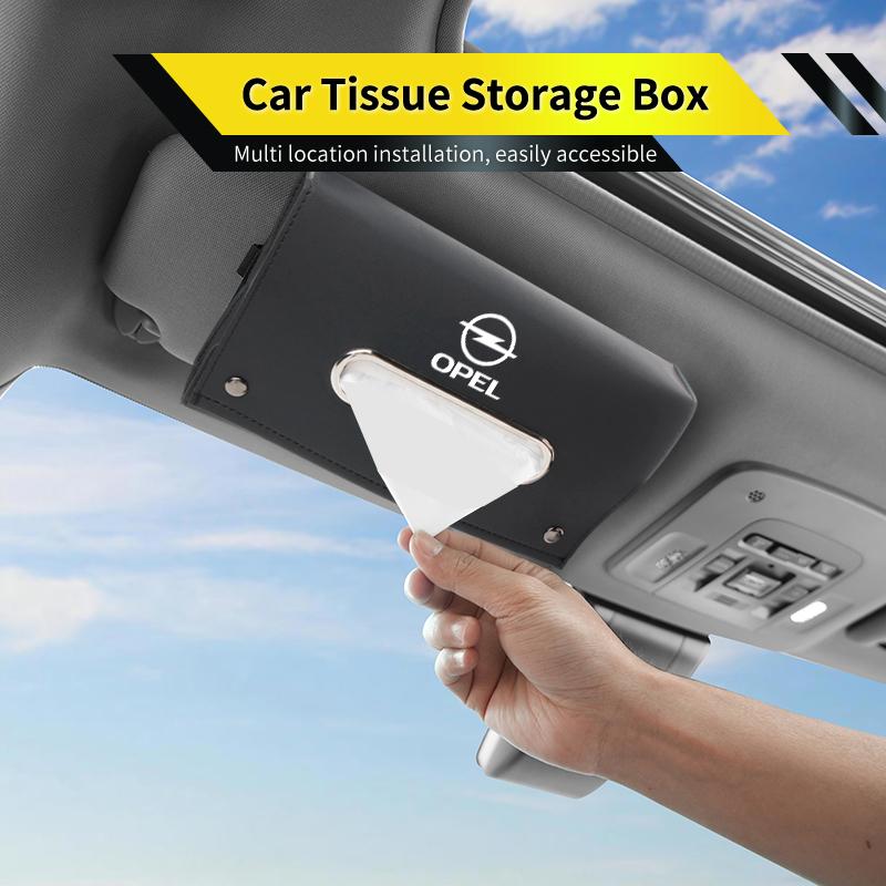 AAAYR1 Leather Car Mounted Hanging Tissue Box Tissue Tools Organizer For Opel Corsa Astra Insignia Vectra Zafira Meriva Mokka Ampera