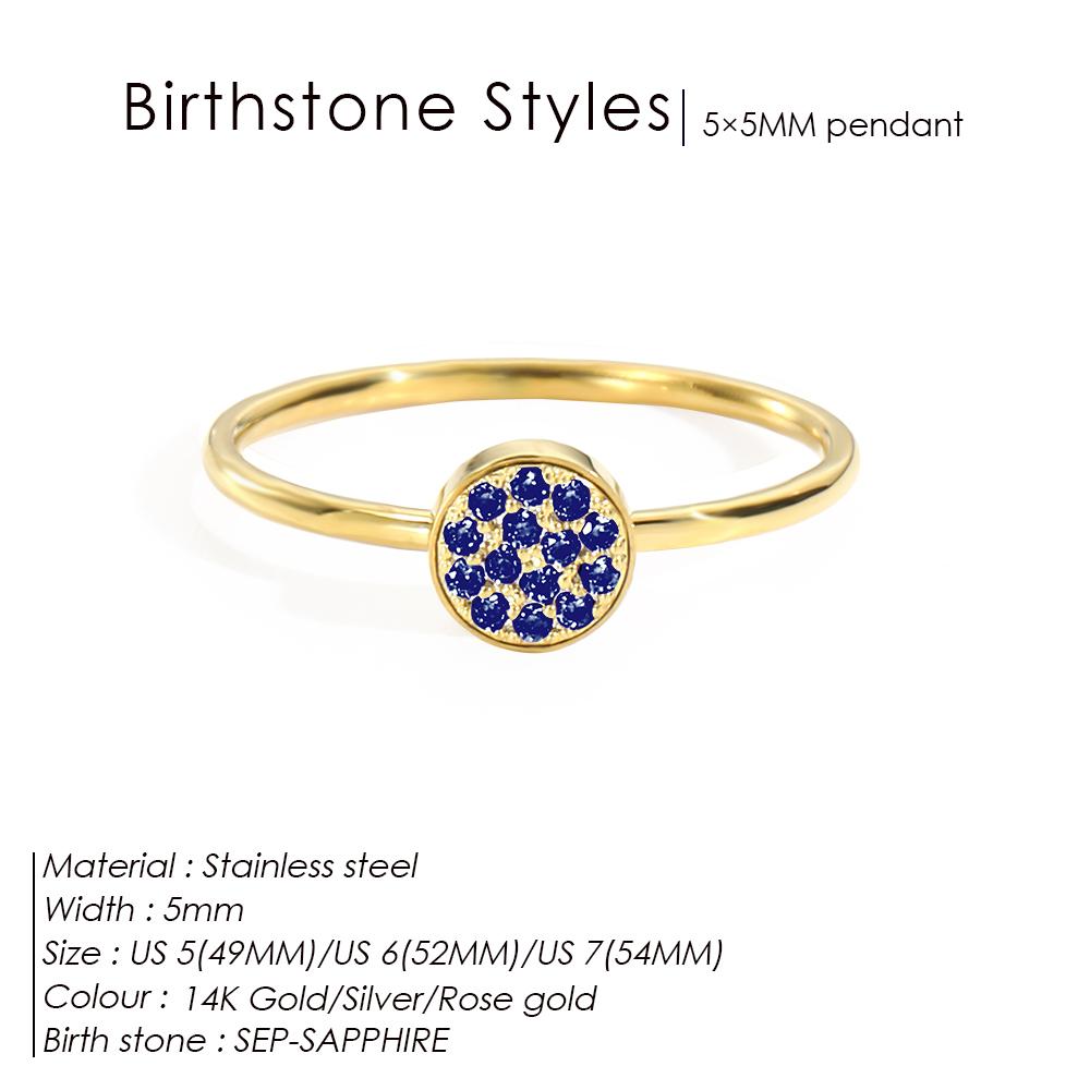 eManco Unique Personalized Natural Birthstone Rings Stainless Steel Elegant Jewelry for Women's Parties Daily Wear Gifts