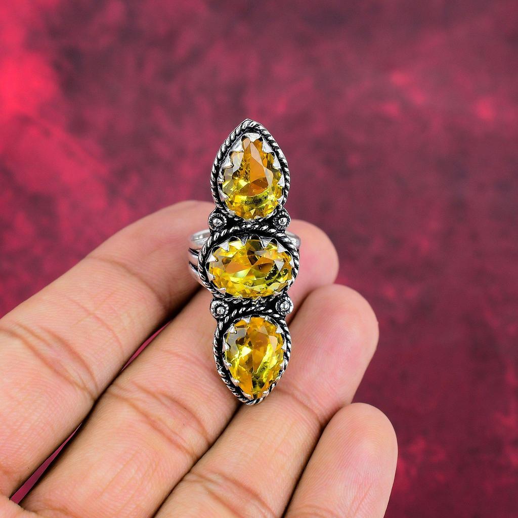 Кольцо с цитрином, ювелирные изделия из стерлингового серебра 925 пробы, кольцо ручной работы, на День Благодарения