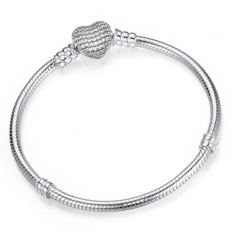 Classic Brilliant Heart and Snake Bracelet Women Bracelet DIY Jewelry Holiday Gift Jewelry