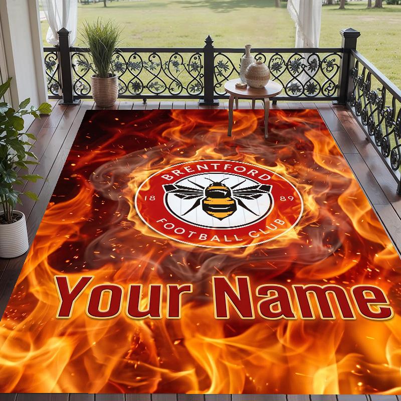 Custom Text Printed Rug Brentford Football Non Slip Floor Carpet For Home Room Decor