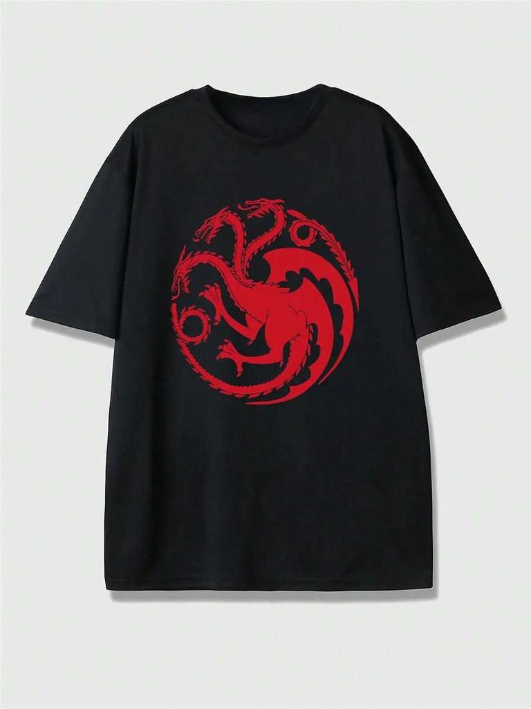 Unisex's Fashion Crew - Neck T - Shirt With Targaryen - Sigil - From - Game - Of - Thrones Graphic, Perfect For Game
