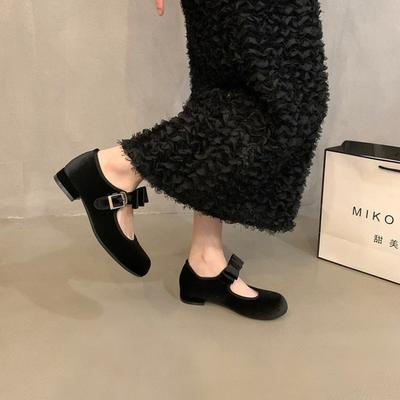 Красные замшевые туфли-лодочки на низком каблуке, женская обувь, новые весенне-осенние, темпераментные, нежные туфли Мэри Джейн