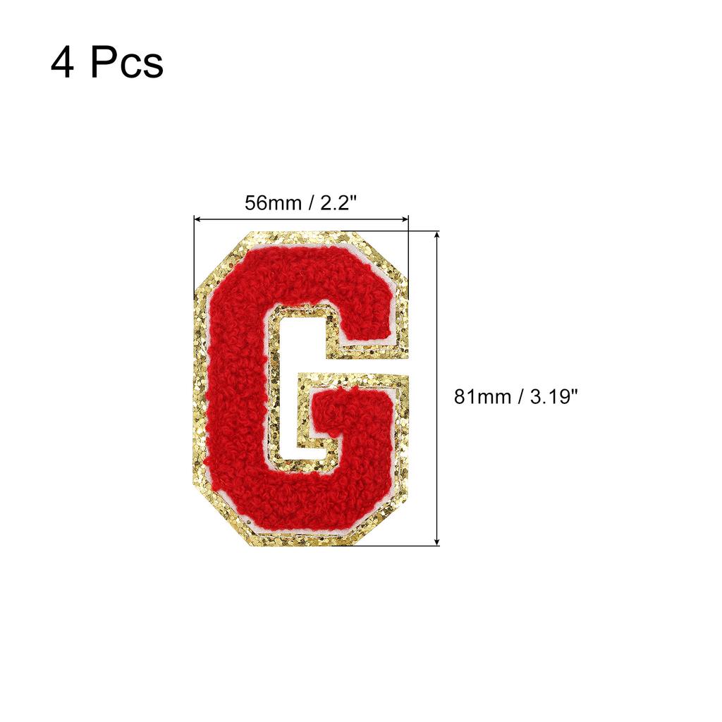 4pcs Embroidered Letter Patches Chenille Letter Patches Iron on Letter Patches Embroidery Patch Iron for Clothing Shoes Hats Red