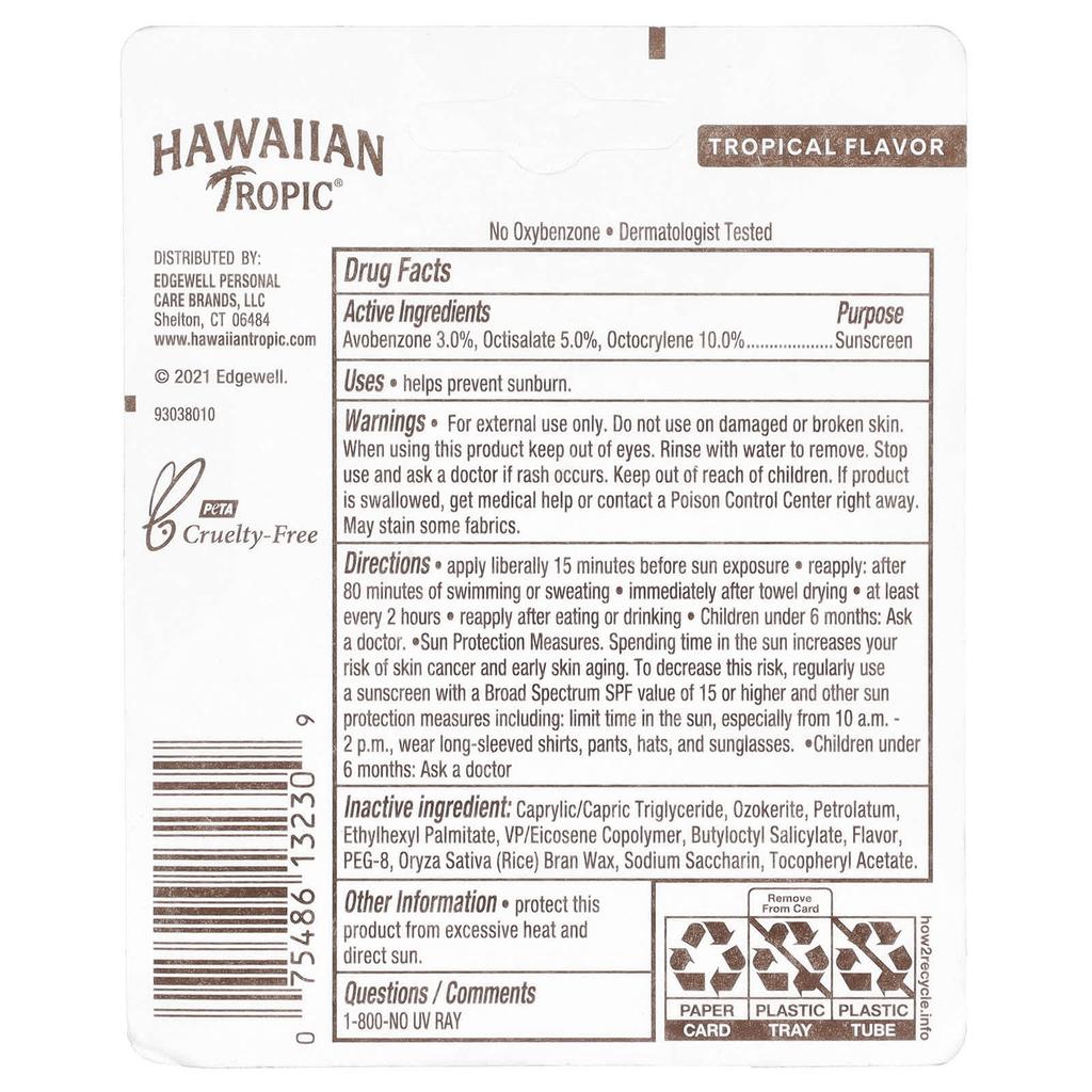 Солнцезащитный стик-бальзам для губ, SPF 30, Тропический, 4,25 г(0.14 жидких унций)