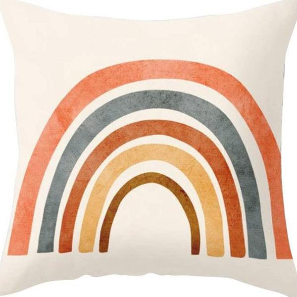 Modern Minimalist INS Rainbow Pillowcase Fresh Printed Linen Cushion Pillowcase Living Room Sofa