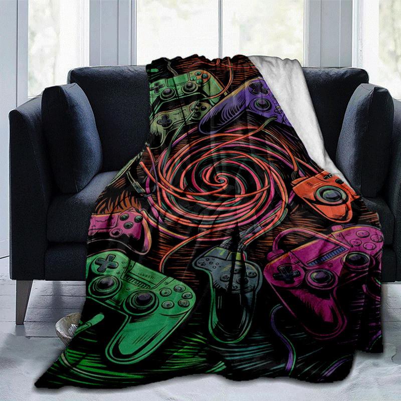 1pc Game Controller Printing Lightweight Flannel Blanket, Comfortable and Warm Blanket, Sofa Bed and Couch Office, Suitable for Gift