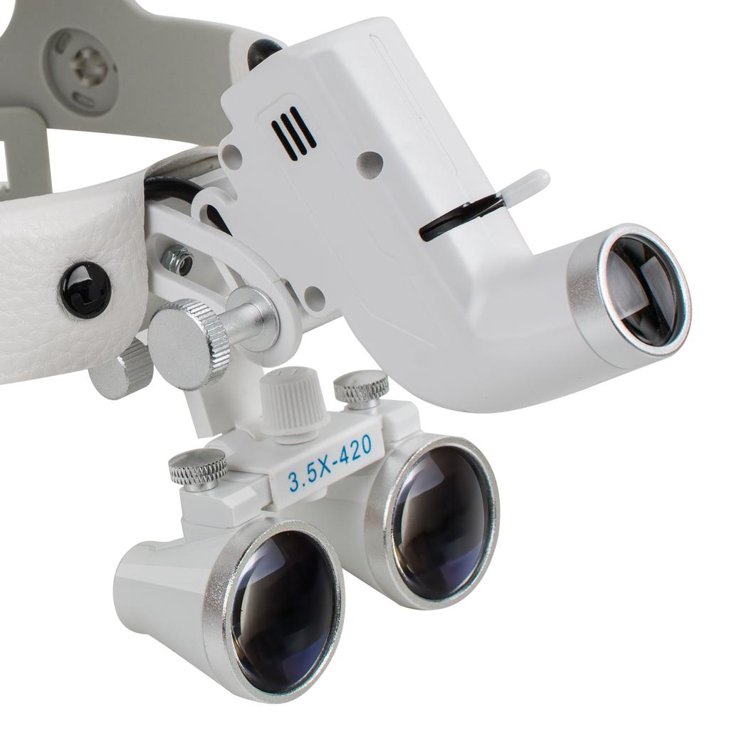 3.5X-420 Optical Dental Binocular Loupes Glasses Head Band Magnifier with LED Light