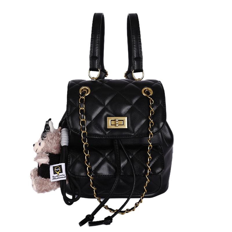 Модный женский рюкзак с ромбовидной вышивкой нитью, новая универсальная модель 2025 года, дорожный мини-рюкзак на цепочке для школы