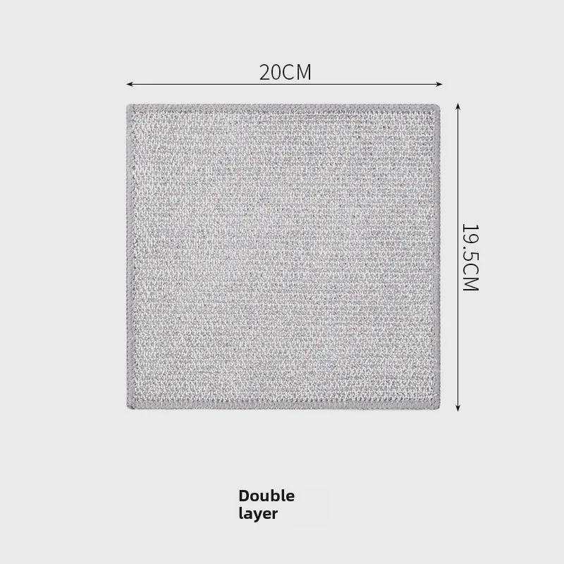 Двусторонняя кухонная тряпка из серебристой стальной проволоки: Замена стальной ваты на антипригарное масло, скребок для кухонных плит и кастрюль.