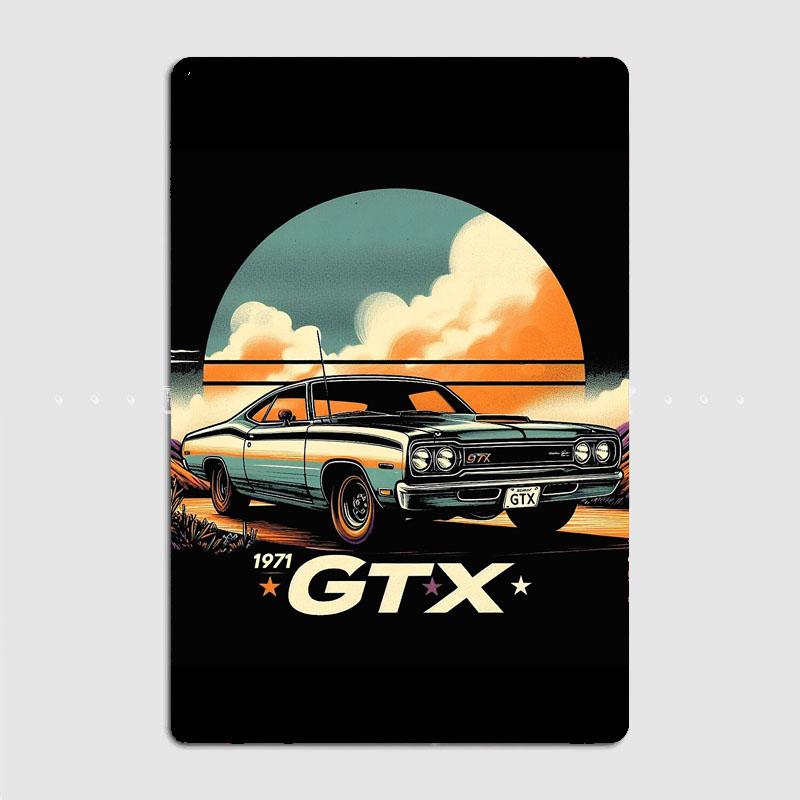 1971 Plymouth GTX Маслкар Ретро Классический Спорткар Металлический Постер Знак Гараж Клуб Кастом Настенный Декор Жесть Декор Комнаты Домашний Декор