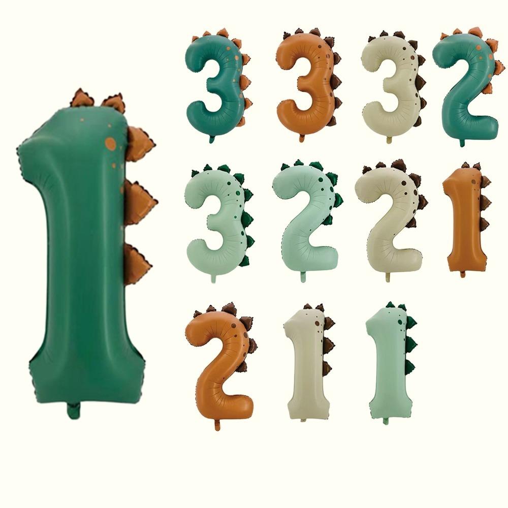 Matte Finish Dinosaur Theme Balloons Number Shape Cartoon Number Balloons For 1-3 Year Olds