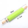 Non-Stick Silicone Rolling Pin with Wooden Handles for Baking, Pastry Dough Roller, Fondant, Pizza, Etc.  30cm