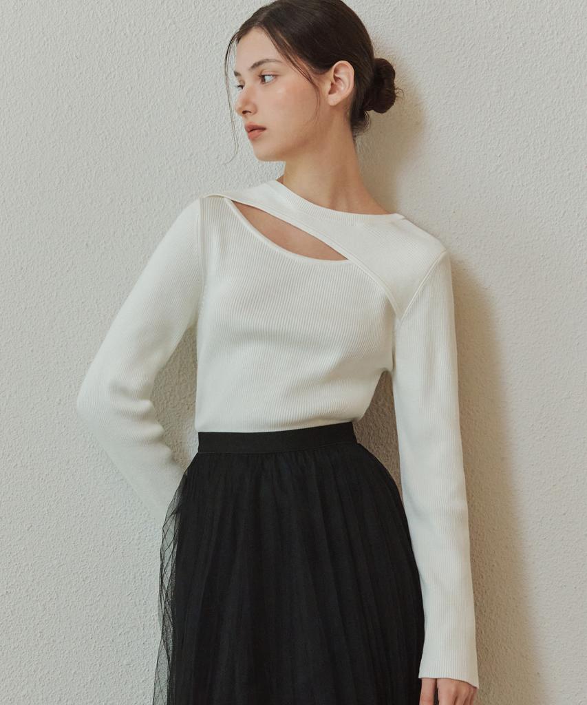 ZEROSTREET [2 Colors] Asymmetrical Slit Point Knit