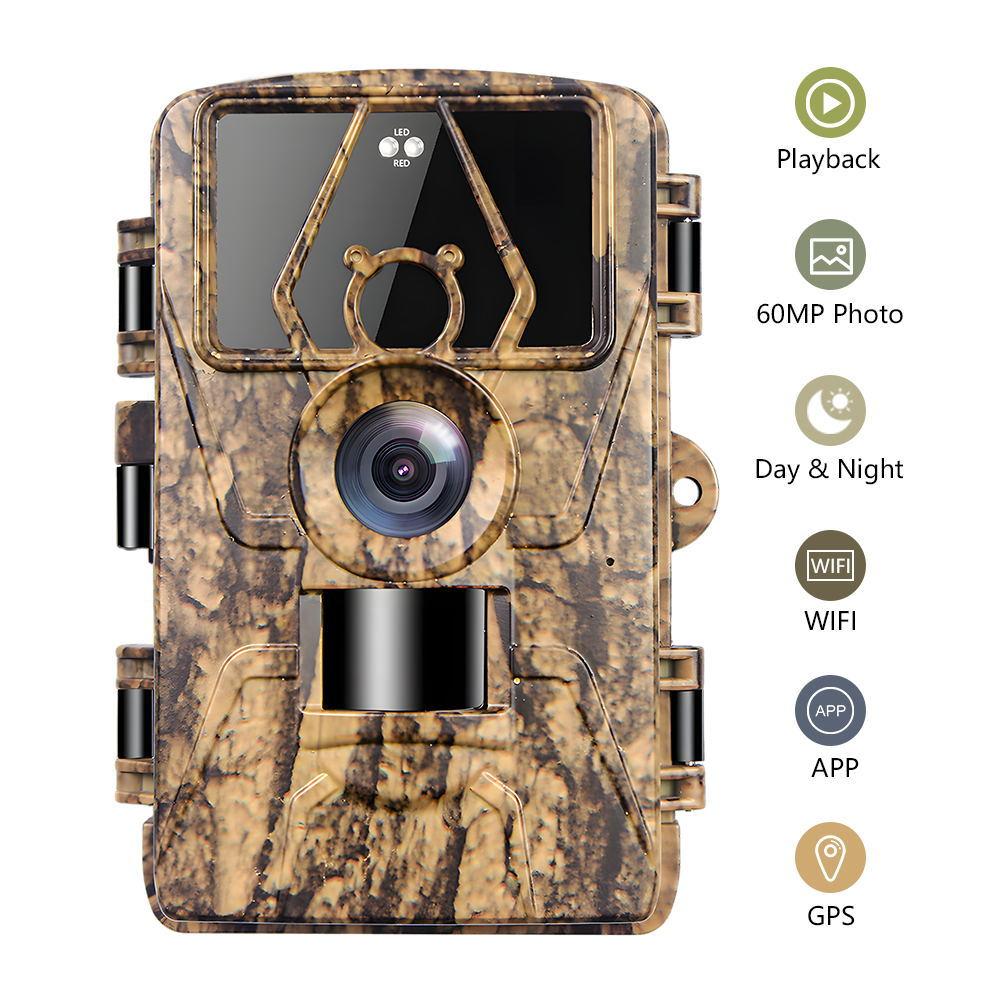 8K 60MP WiFi Waterproof Trail Camera PR801W APP Viewing Night Vision for Outdoor Hunting Wildlife Farm Monitoring Ultra Clear
