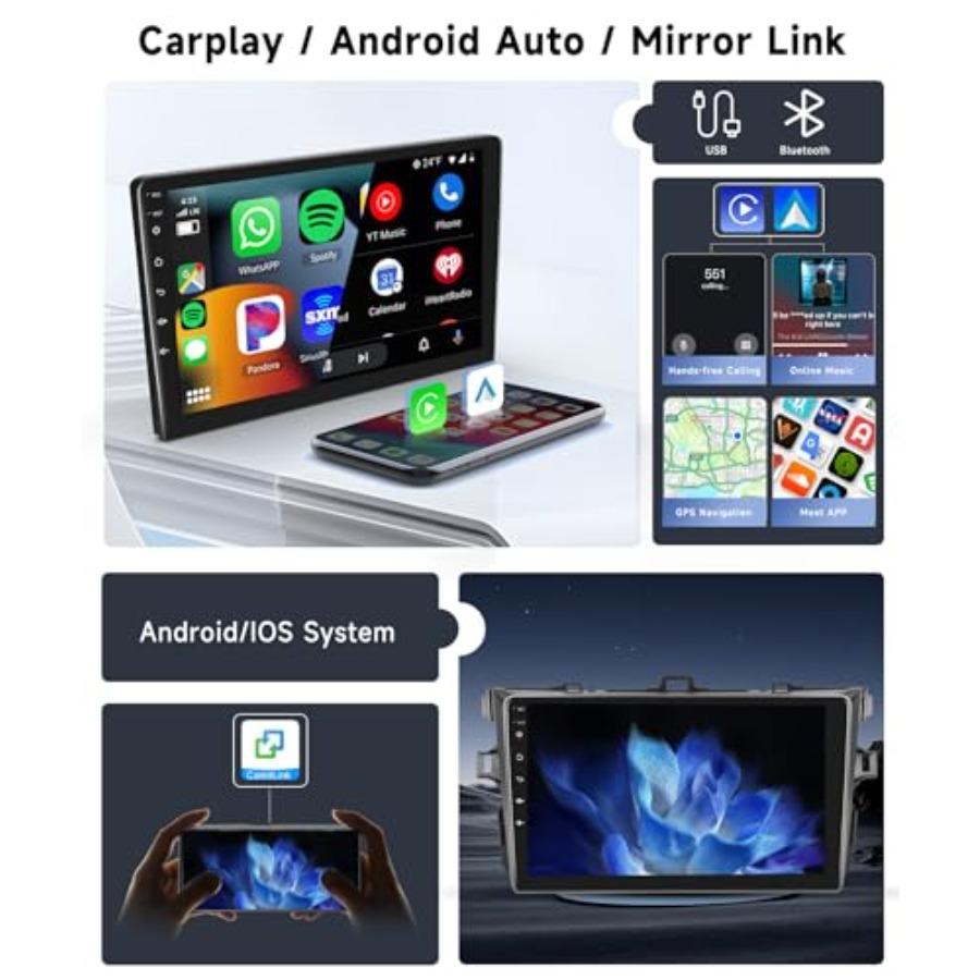 Car stereo for Toyota Corolla 2009-2013: 9-inch IPS touchscreen, Android 15, 8-core, 4GB+64GB, wireless CarPlay/Android Auto, B