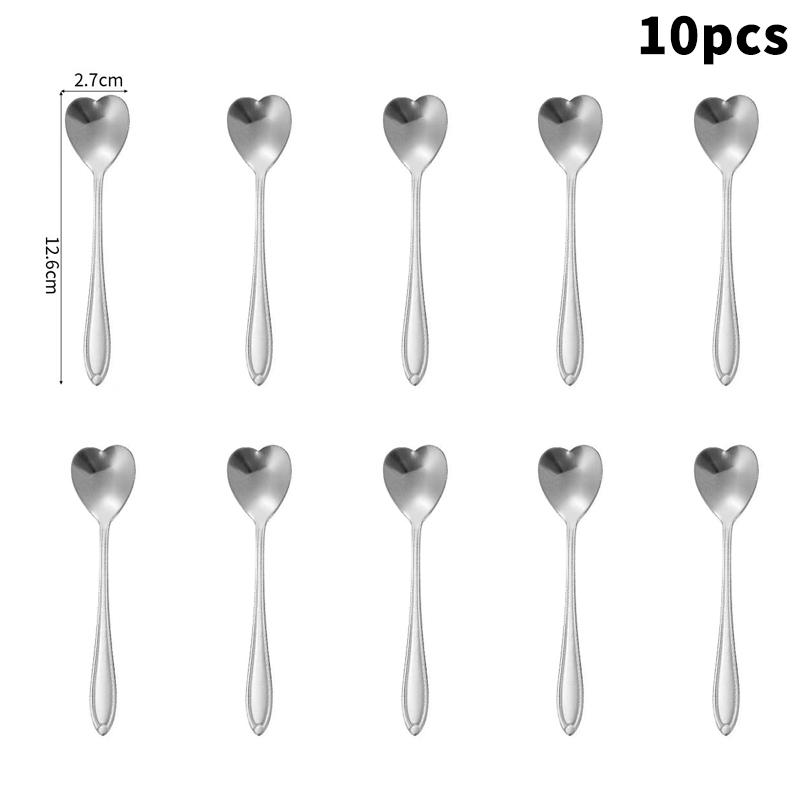 Romantic Heart Spoon Gift Set 10pcs Stainless Steel Stirrers for Coffee Bar Ideal Wedding Or Housewarming Present