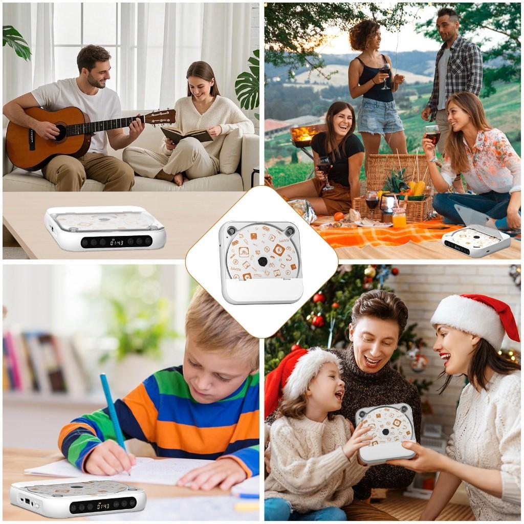 Портативный музыкальный плеер Bluetooth CD-плеер Перезаряжаемый для дома/автомобиля Walkman HiFi Громкий двойной динамик