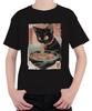 RMAEN Ramen Black Cat Eating Japanese Noodles Kawaii Japan Manga Kids T-Shirt