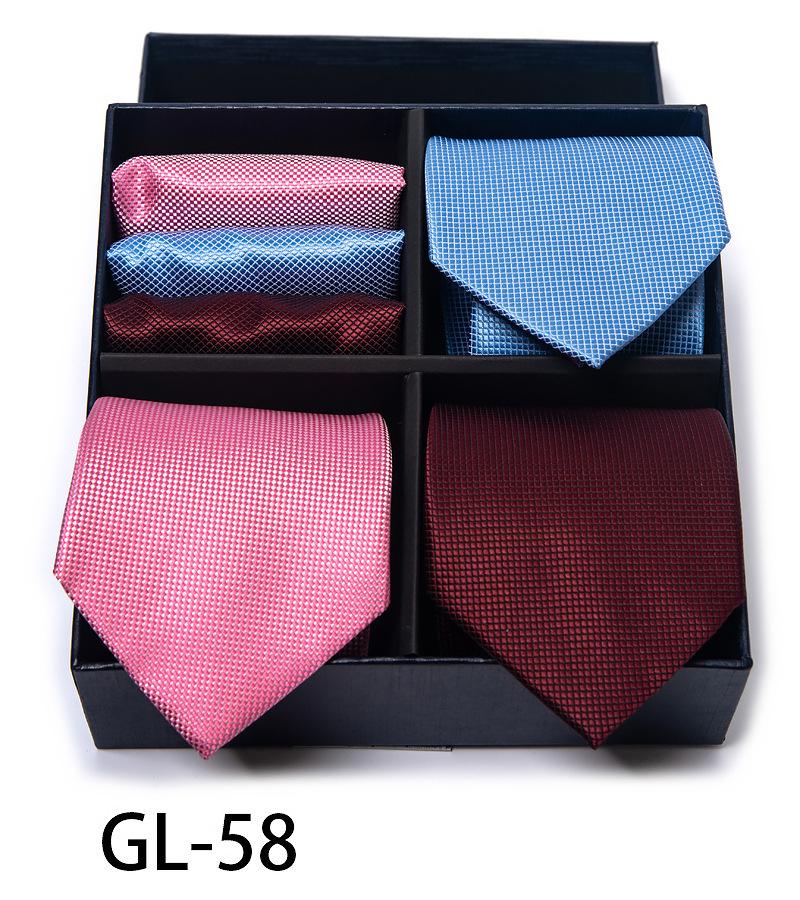 Men'S Gift Box Set Tie Fashion Business Net Color Jacquard Tie Square Scarf