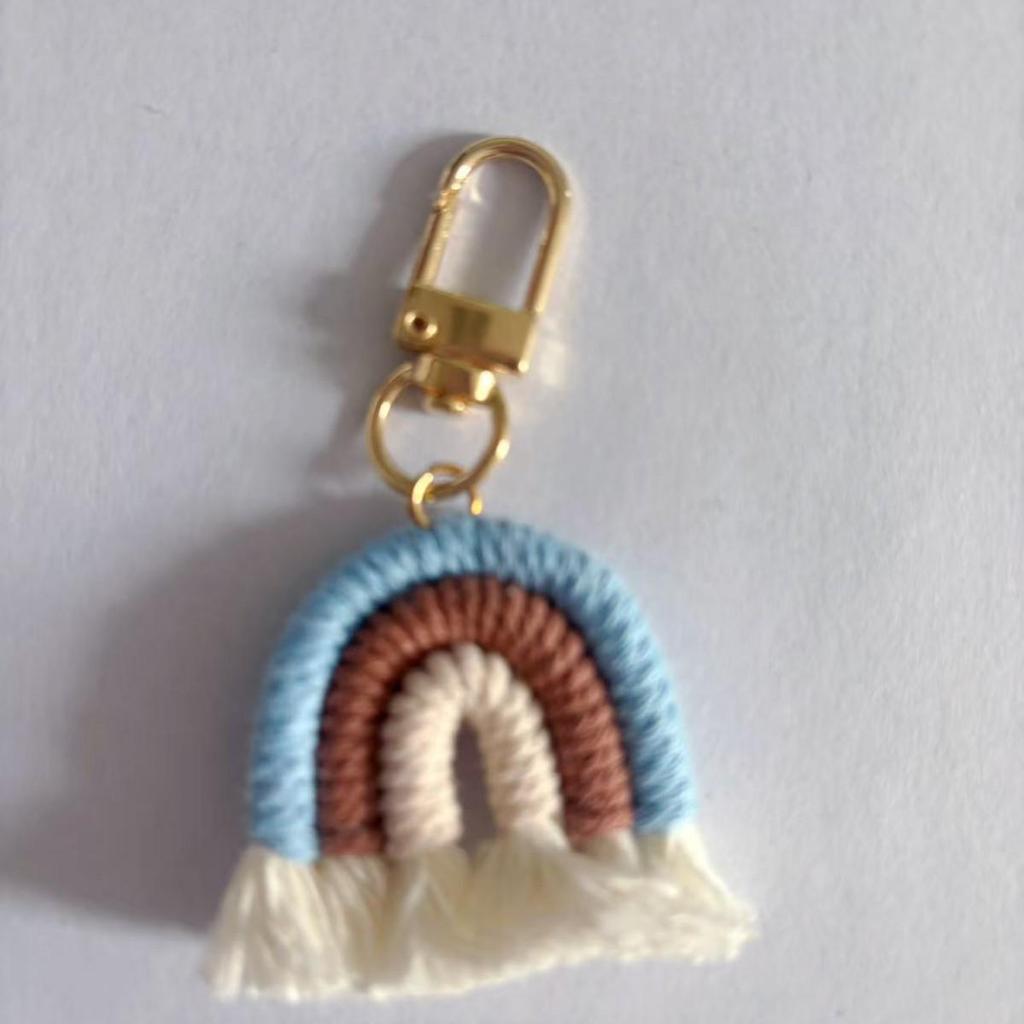 Hand-Woven Rainbow Keychain Pendant