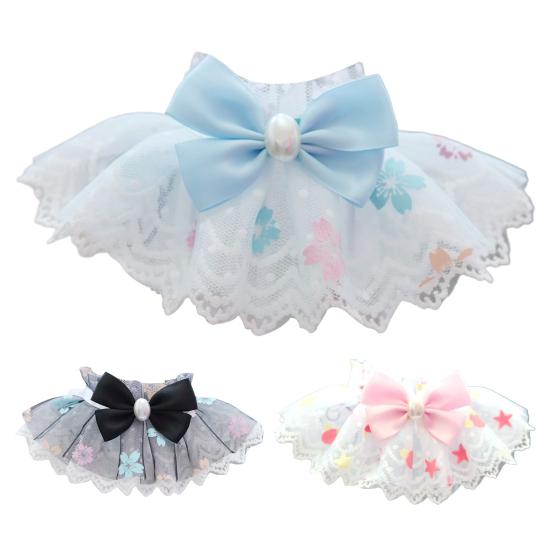 Cat Bib Soft Touch Lovely Bandana Adjustable Bow Collar Bib Lace Neck Scarf Pet Neckerchief for Small Dogs