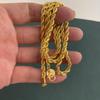 Trendy 24" Korean Gold-Plated Copper 3MM Twisted Rope Herringbone Necklace
