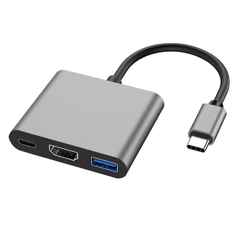 Кабель-конвертер 4K 1080P Type C в HDMI-совместимый/ USB 3.0/ Type C 3 в 1 Thunderbolt 3 Переходник-кабель для переключения на HDMI-совместимый