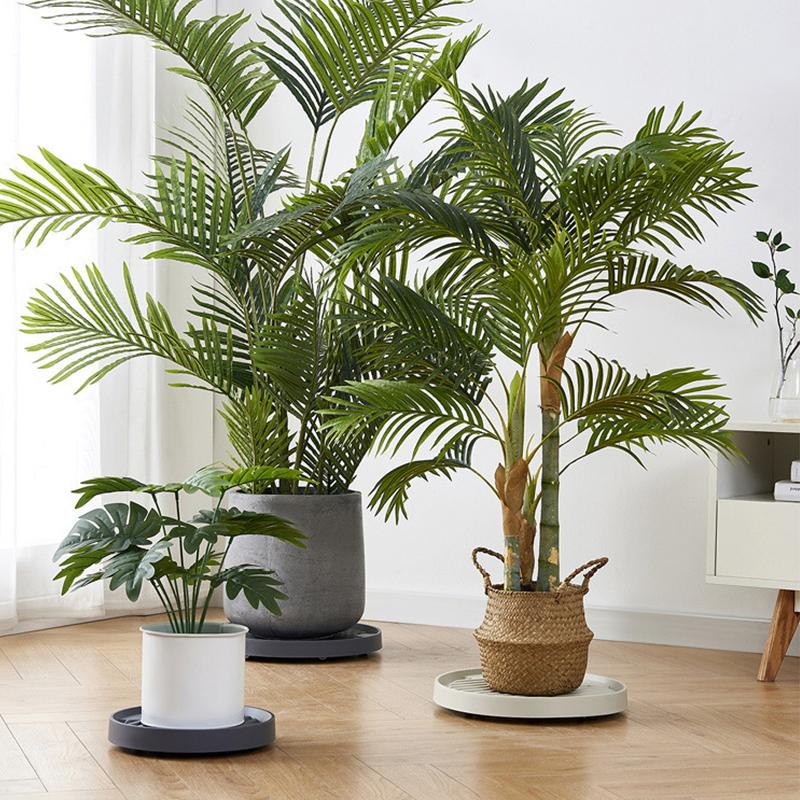 Передвижные подносы для цветов на колесах, подставка для цветов круглого дерева, съемный поднос для цветочного горшка