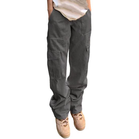 Женские брюки-карго с высокой талией, однотонные, свободные с несколькими карманами, полная длина, мягкие дышащие повседневные уличные женские брюки