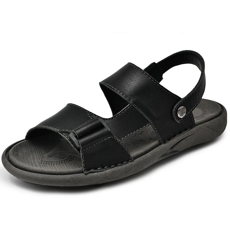 Hot Selling Men's Leather Sandals Europe America Simple Beach Shoes Home Casual Shoes Men's Wear-resistant Hiking Shoes